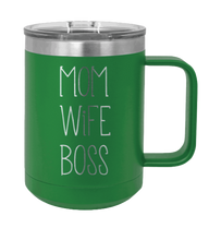 Load image into Gallery viewer, Mom Wife Boss Laser Engraved Mug (Etched)
