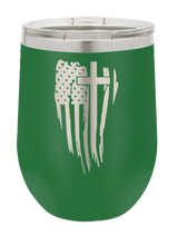 Load image into Gallery viewer, Cross Flag Vertical Laser Engraved Wine Tumbler (Etched)*
