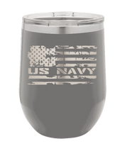 Load image into Gallery viewer, Navy Flag Laser Engraved Wine Tumbler (Etched)
