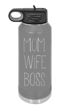 Load image into Gallery viewer, Mom Wife Boss Laser Engraved Water Bottle (Etched)
