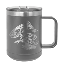 Load image into Gallery viewer, Salmon Jumping Laser Engraved Mug (Etched)
