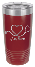 Load image into Gallery viewer, Stethoscope Heart with Name  - Customizable Laser Engraved Tumbler (Etched)
