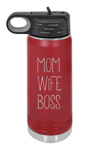 Load image into Gallery viewer, Mom Wife Boss Laser Engraved Water Bottle (Etched)
