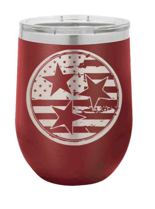 Tennessee Tri-Star Flag Laser Engraved Wine Tumbler (Etched)