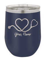 Load image into Gallery viewer, Stethoscope Heart with Name  - Customizable Laser Engraved Wine Tumbler (Etched)
