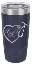 Load image into Gallery viewer, Stethoscope Heart with Monogram Laser Engraved Tumbler (Etched) - Customizable
