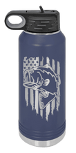 Load image into Gallery viewer, Bass - American Flag Laser Engraved Water Bottle (Etched)
