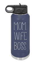 Load image into Gallery viewer, Mom Wife Boss Laser Engraved Water Bottle (Etched)
