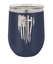 Load image into Gallery viewer, Cross Flag Vertical Laser Engraved Wine Tumbler (Etched)*
