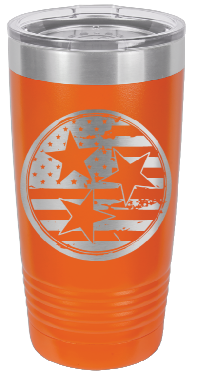 Tennessee Tri-Star Flag Laser Engraved Tumbler (Etched)