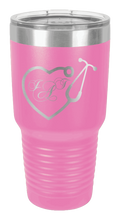 Load image into Gallery viewer, Stethoscope Heart with Monogram Laser Engraved Tumbler (Etched) - Customizable
