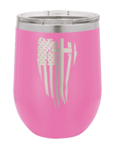 Load image into Gallery viewer, Cross Flag Vertical Laser Engraved Wine Tumbler (Etched)*
