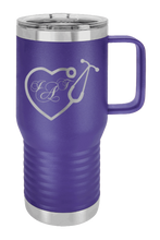 Load image into Gallery viewer, Stethoscope Heart with Monogram Laser Engraved Mug (Etched) - Customizable
