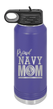 Load image into Gallery viewer, Proud U.S. Navy Mom Laser Engraved Water Bottle (Etched)
