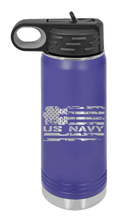 Load image into Gallery viewer, Navy Flag Laser Engraved Water Bottle (Etched)
