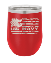 Load image into Gallery viewer, Navy Flag Laser Engraved Wine Tumbler (Etched)
