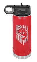 Load image into Gallery viewer, Bass - American Flag Laser Engraved Water Bottle (Etched)
