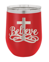 Load image into Gallery viewer, Believe with Cross Laser Engraved (Etched) Wine Tumbler
