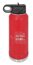 Load image into Gallery viewer, Camo &amp; Bucks - Ammo &amp; Truck Laser Engraved Water Bottle (Etched)*
