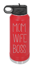 Load image into Gallery viewer, Mom Wife Boss Laser Engraved Water Bottle (Etched)
