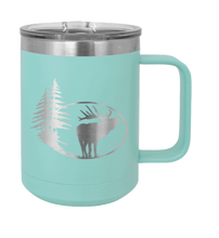 Load image into Gallery viewer, Elk and Trees Laser Engraved Mug (Etched)

