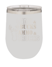 Load image into Gallery viewer, Camo &amp; Bucks - Ammo &amp; Truck Laser Engraved  Wine Tumbler (Etched)*
