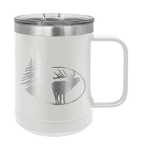 Load image into Gallery viewer, Elk and Trees Laser Engraved Mug (Etched)
